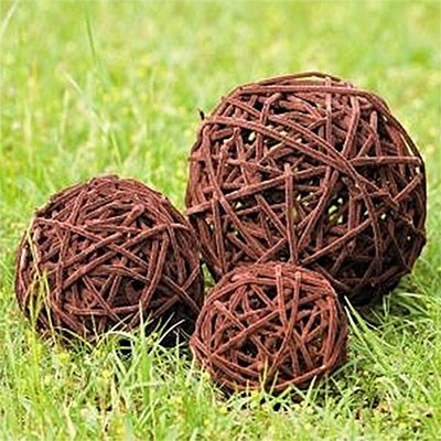 4 Brown Velvet Curly Willow Balls 8"