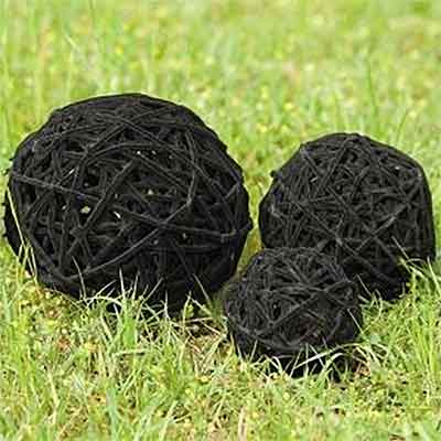 8 Curly Willow Balls 6" Black Velvet