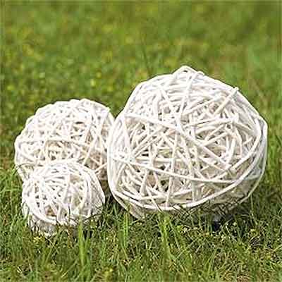 Curly Willow Spheres White Velvet